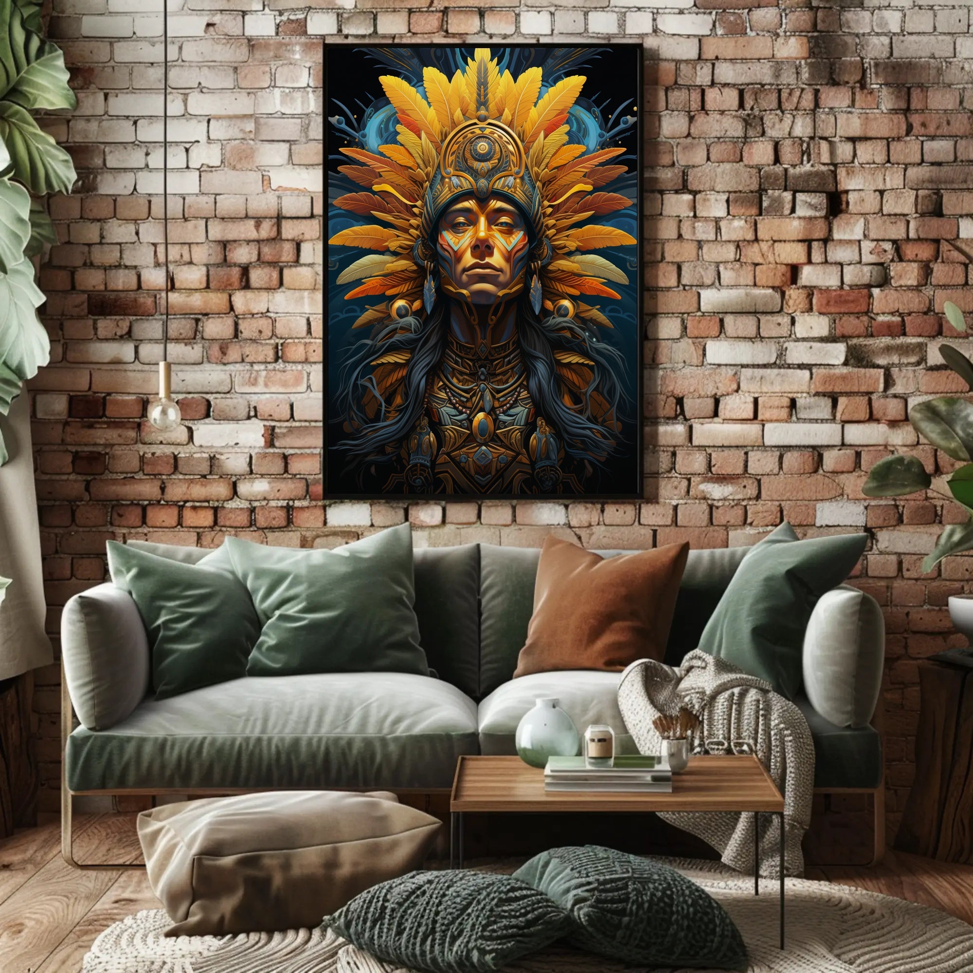 Mystical Feathered Headdress Cultural or Heritage Poster