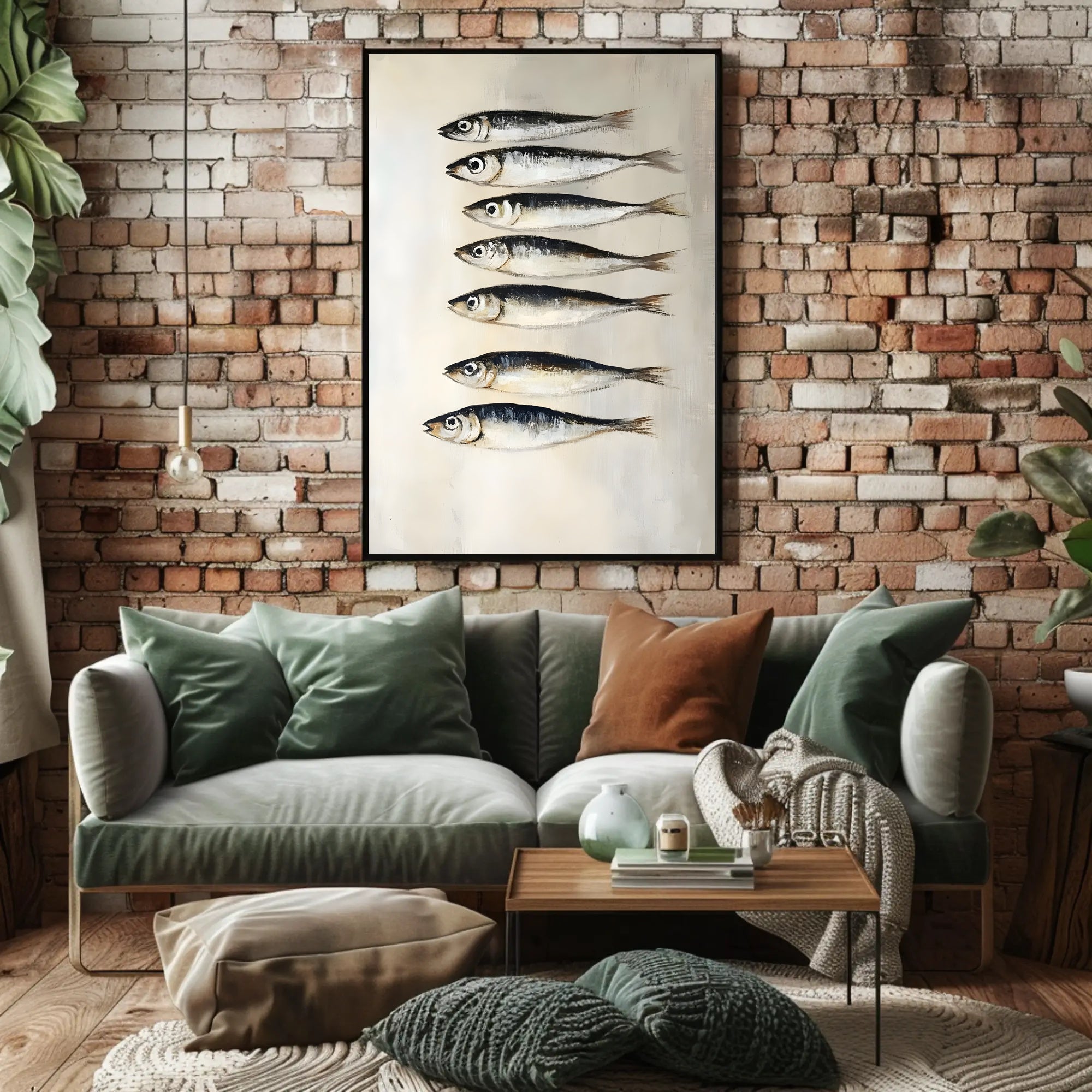 School Of Fish Poster Minimalist Coastal Wall Art