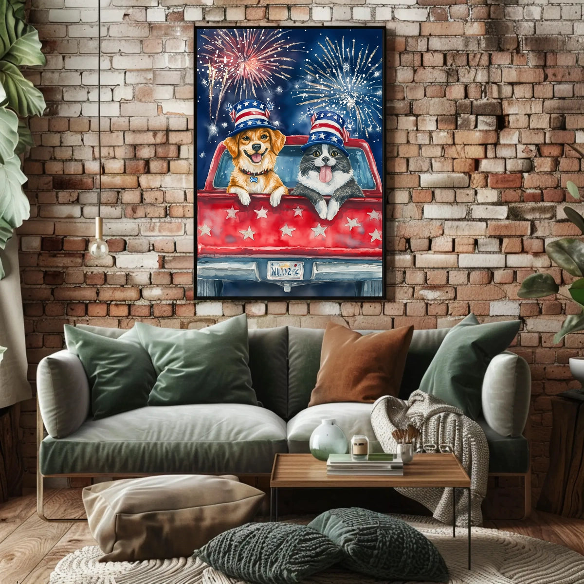 Watercolor Dog And Cat Portrait Artwork Soft Vintage Poster