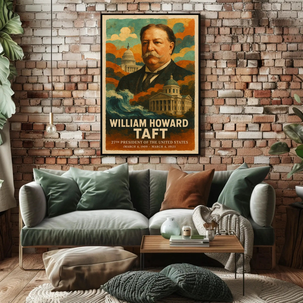 William Howard Taft 27th President of the United States Layered Digital Collage Poster