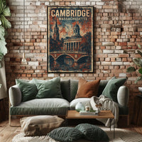 Cambridge Cityscape Travel Realism Collectible Poster