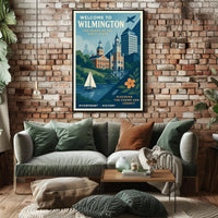 Wilmington Riverfront Charm in Vintage Urban Cityscape Poster PosterGoat