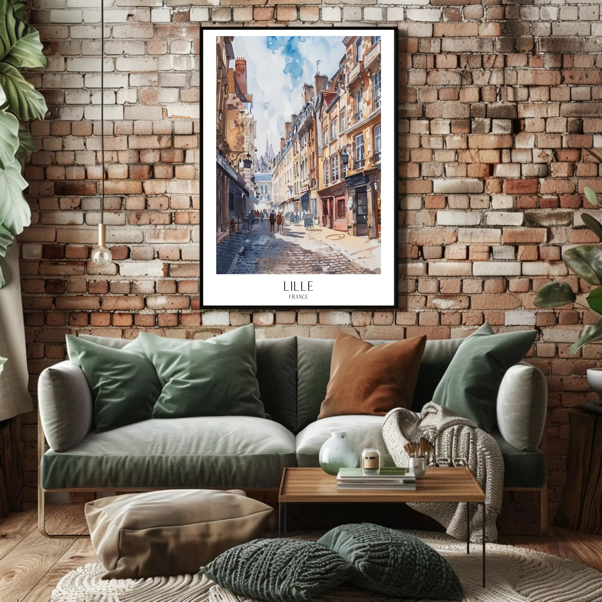 Lille Street Scene in Watercolor Urban or Cityscape Poster PosterGoat