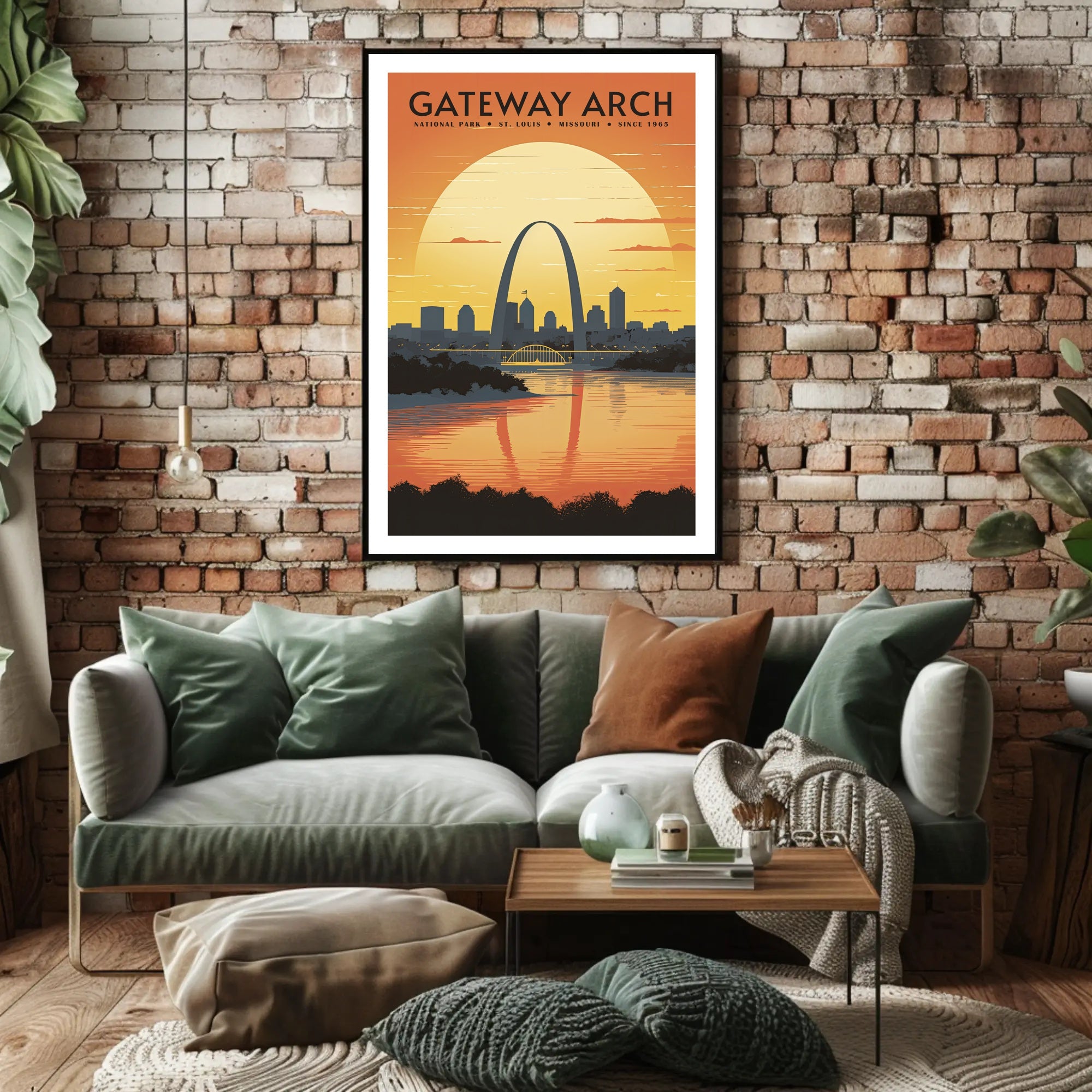 Gateway Arch Sunset Poster Travel Wall Art Print