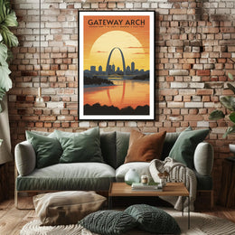 Gateway Arch Sunset Poster Travel Wall Art Print