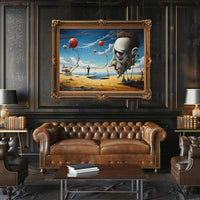 Surreal Desert Landscape with Expressionless Face Artistic Poster