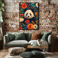 Panda in Bloom: Artistic Harmony Animal Poster