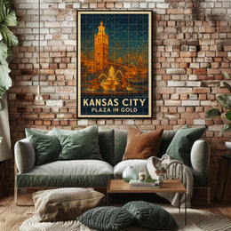 Kansas City Plaza In Gold Poster