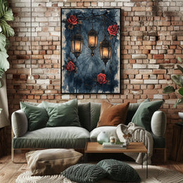 Enchanted Lanterns And Roses Poster