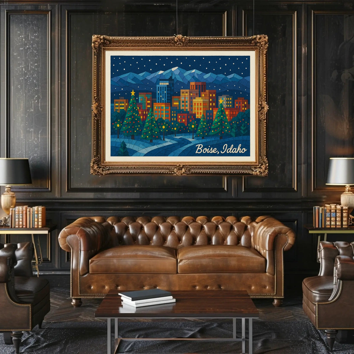 Boise, Idaho Holiday Nightscape Poster
