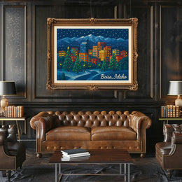 Boise, Idaho Holiday Nightscape Poster