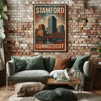Stamford Cityscape Vintage Collectors Poster