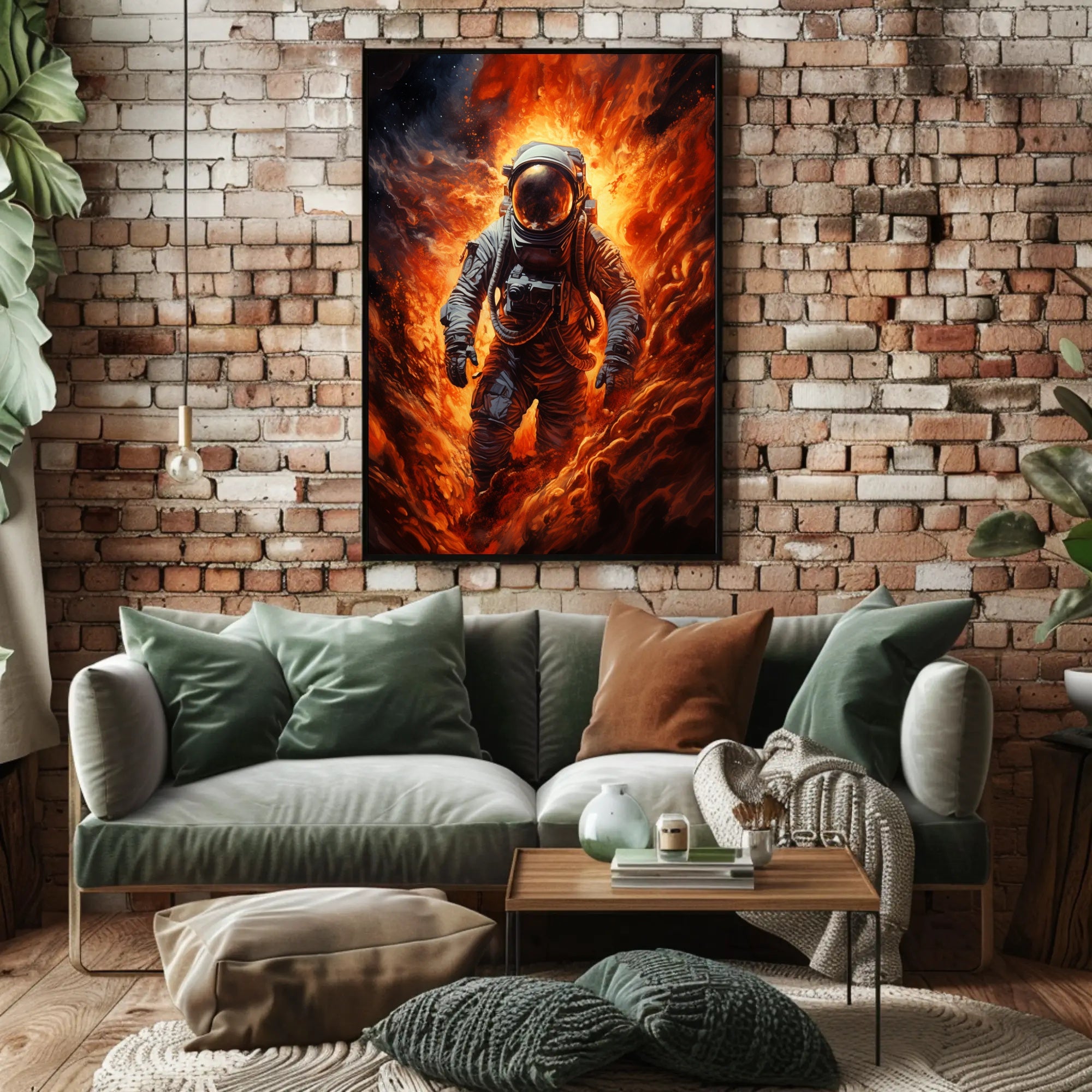 Astronaut In Flames Poster PosterGoat