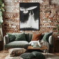 Misty Field Encounter Mysterious Surreal Ethereal Poster