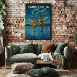 Whimsical Reindeer Skating Adventure Animal Poster