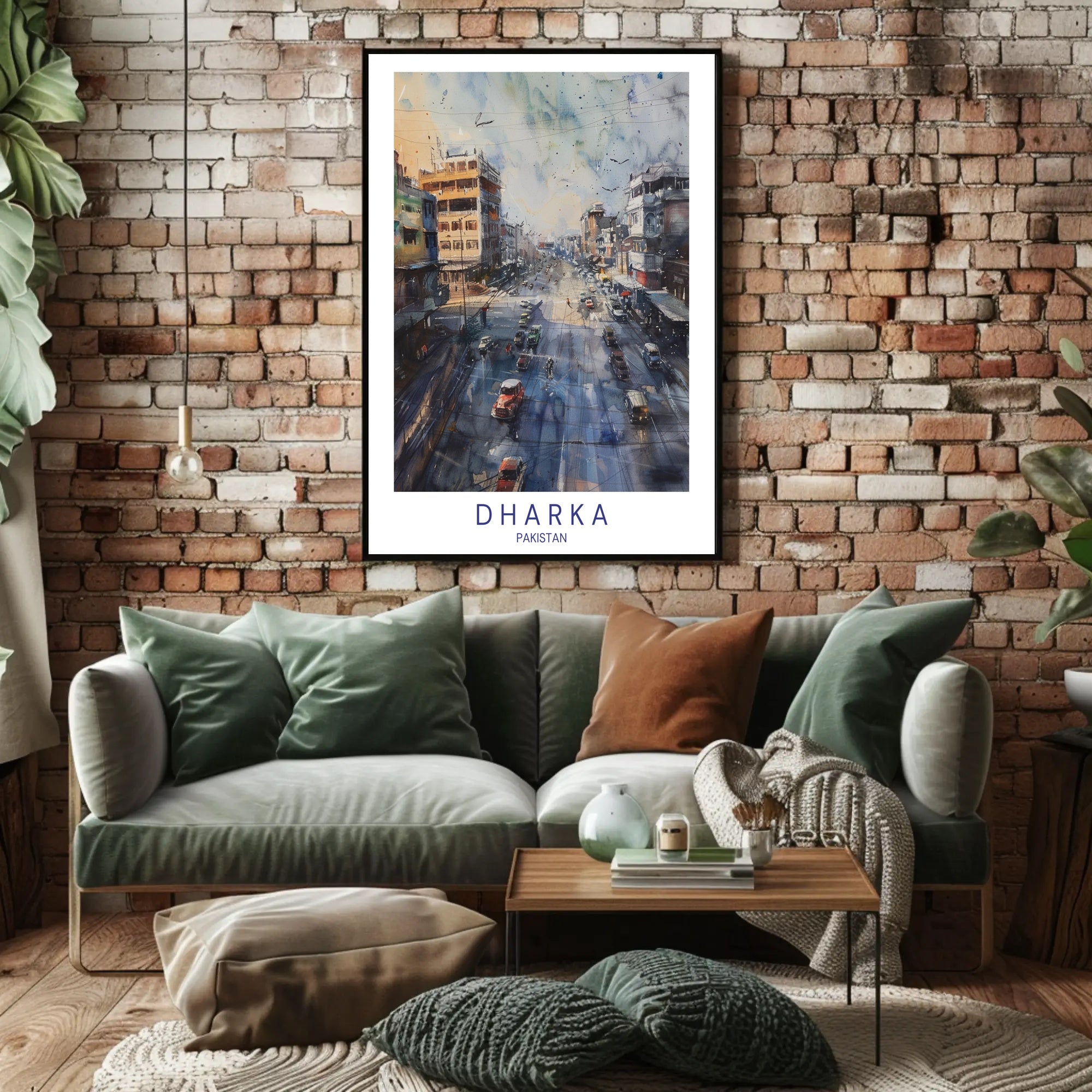 Urban Street Scene Watercolor Poster in Cityscape Category PosterGoat