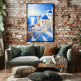 Santorini Sunset in Greece Travel Poster