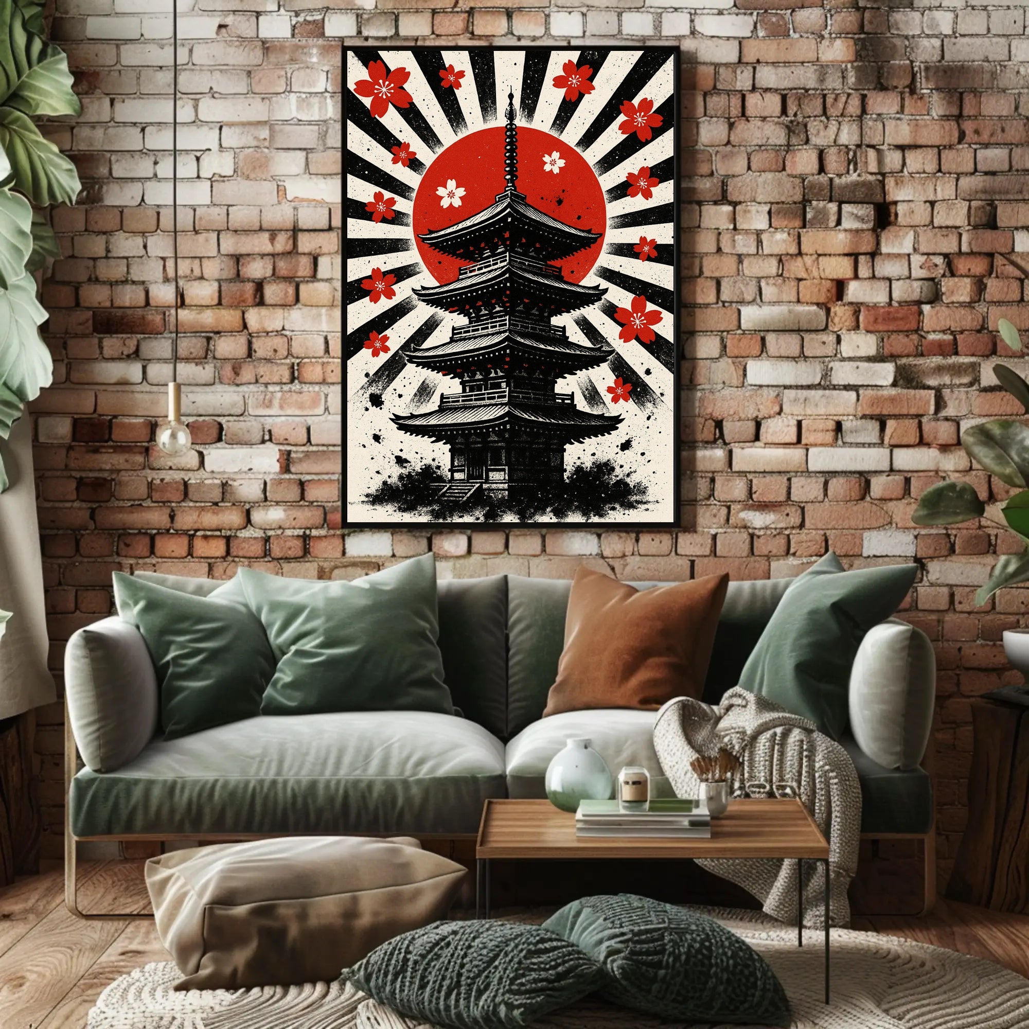 Rising Sun Pagoda Art Print Poster for Home Decor and Travel Enthusiasts PosterGoat