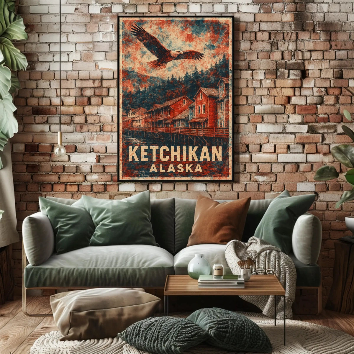 Ketchikan Eagles Vintage Coastal Travel Poster