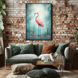 Flamingo In The Rain Poster