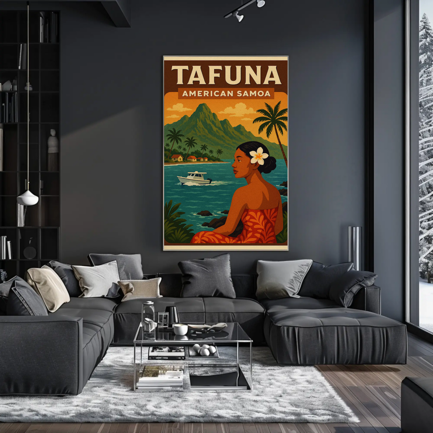 Tafuna American Samoa Woman Coastline Travel Poster