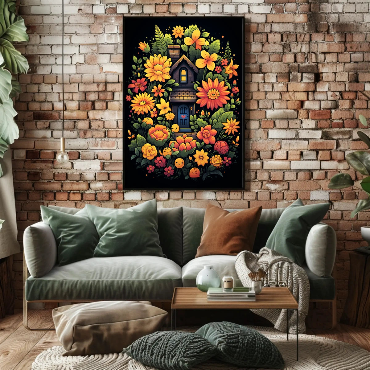 Whimsical Floral Cottage Poster