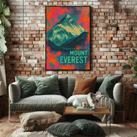Mount Everest Abstract Art, Vibrant Modern National Park Poster