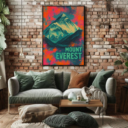 Mount Everest Abstract Art, Vibrant Modern National Park Poster