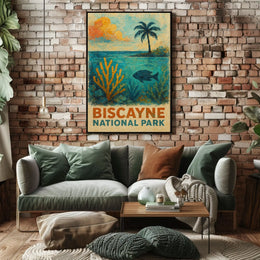 Biscayne National Park Seaside Escape Wanderlust Decor Lovers Vibrant Seascape Poster