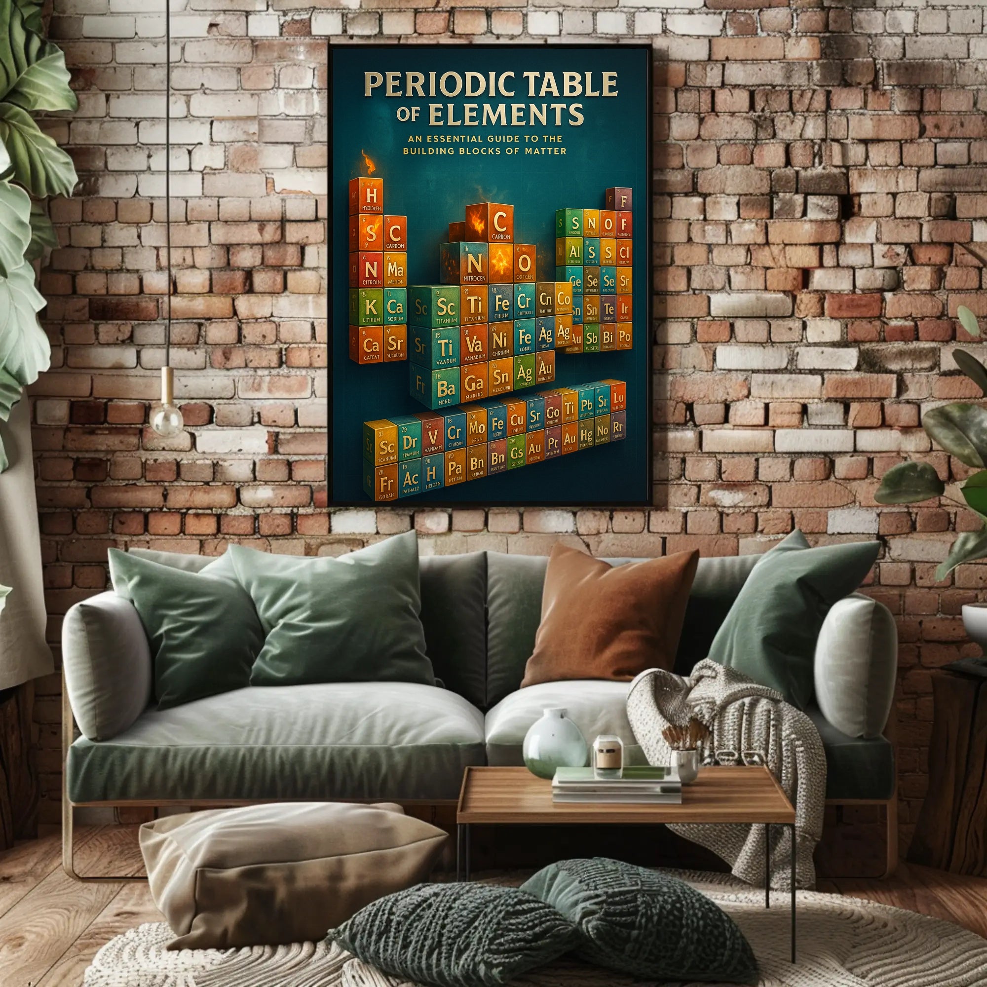 Periodic Table 3D Cubes Educational or Infographic Poster