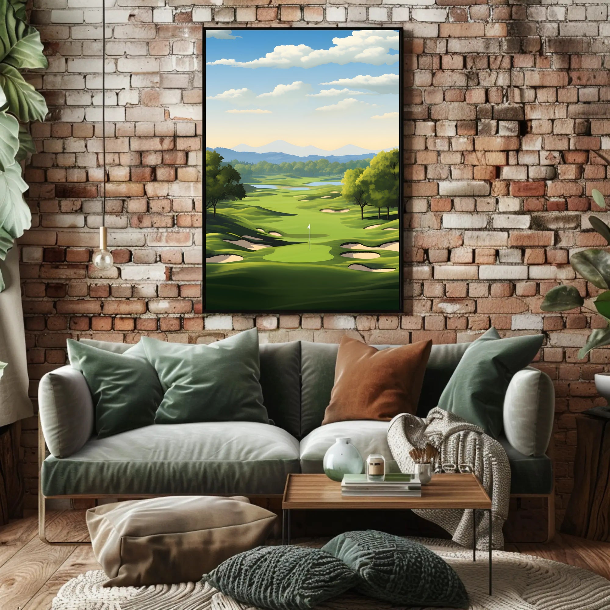 Serene Golf Course Scene Illustrative Sports Poster