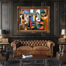 Cubist Faces Abstract Modern Art Poster Print