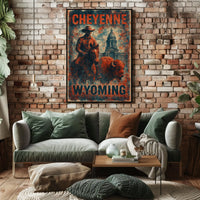 Cheyenne Wyoming Scenic Vintage Travel Wanderlust Poster