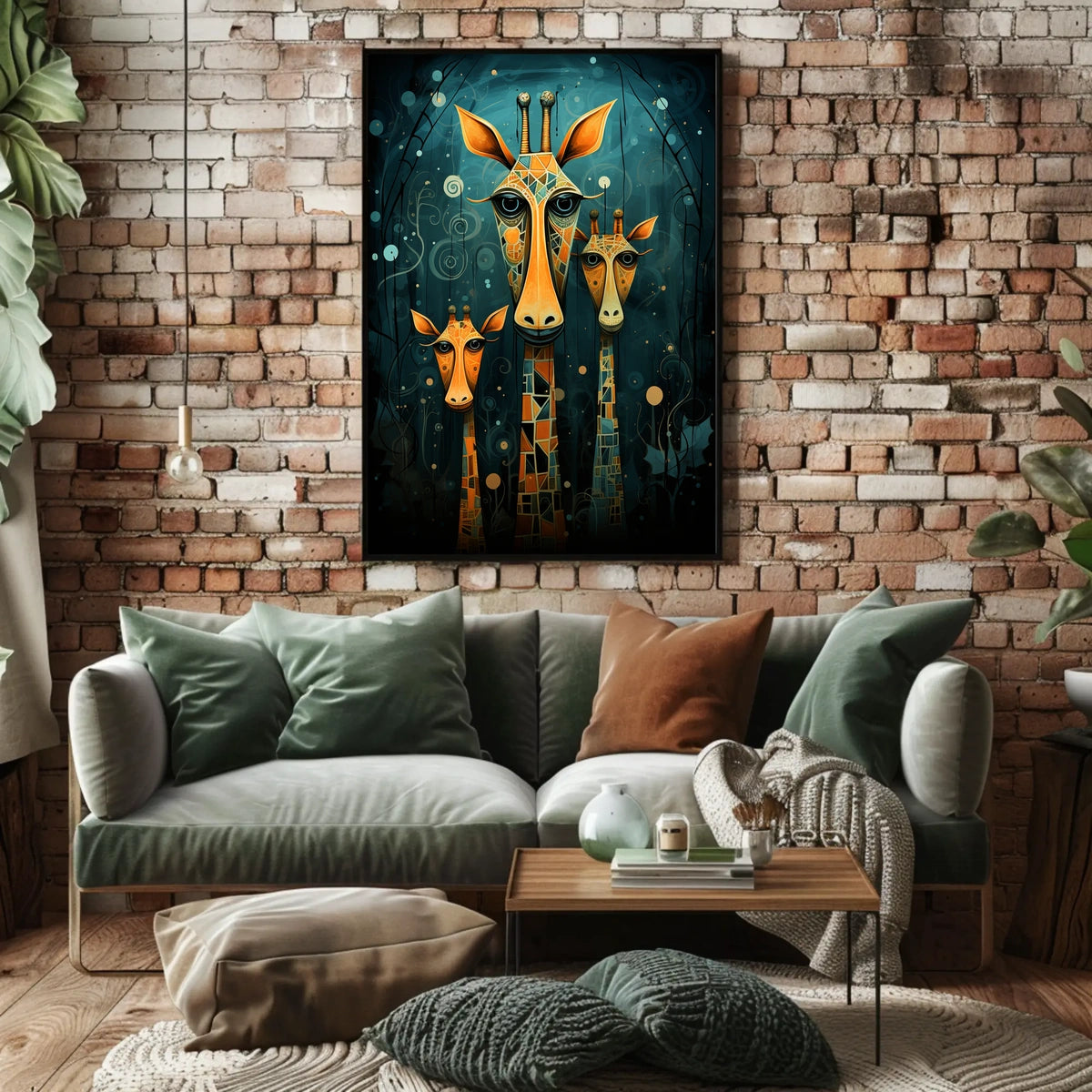 Giraffe Mosaic Surreal Art Poster: Whimsical Abstract Artistic Poster