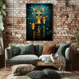 Giraffe Mosaic Surreal Art Poster: Whimsical Abstract Artistic Poster