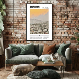Bethlehem Urban Landscape with Middle Eastern Architecture Cityscape Poster PosterGoat
