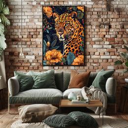 Majestic Leopard in Bloom Wall Art Print