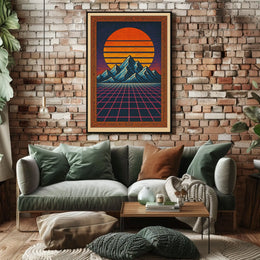 Retro-Futuristic Surreal Landscape Futuristic Sci-Fi Poster