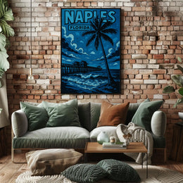 Naples Florida Poster Coastal Wall Art for Beach Decor