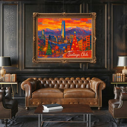Santiago, Chile Festive Skyline Poster