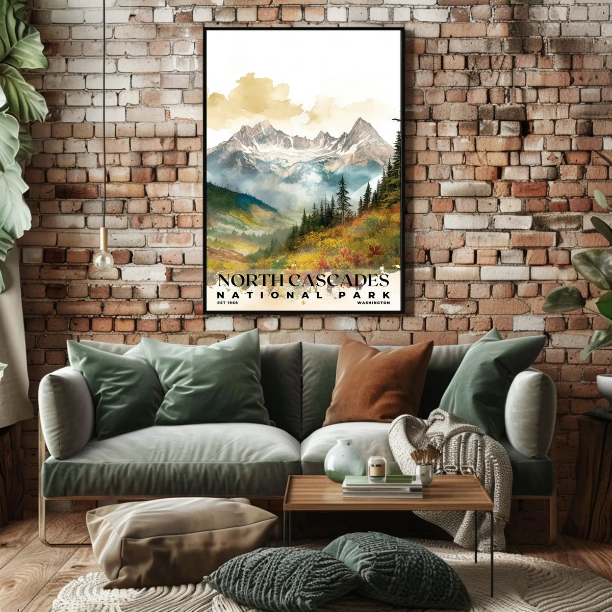 North Cascades Watercolor Wall Art Poster
