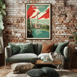 Winnipeg Architectural Scene Vintage Urban Cityscape Poster