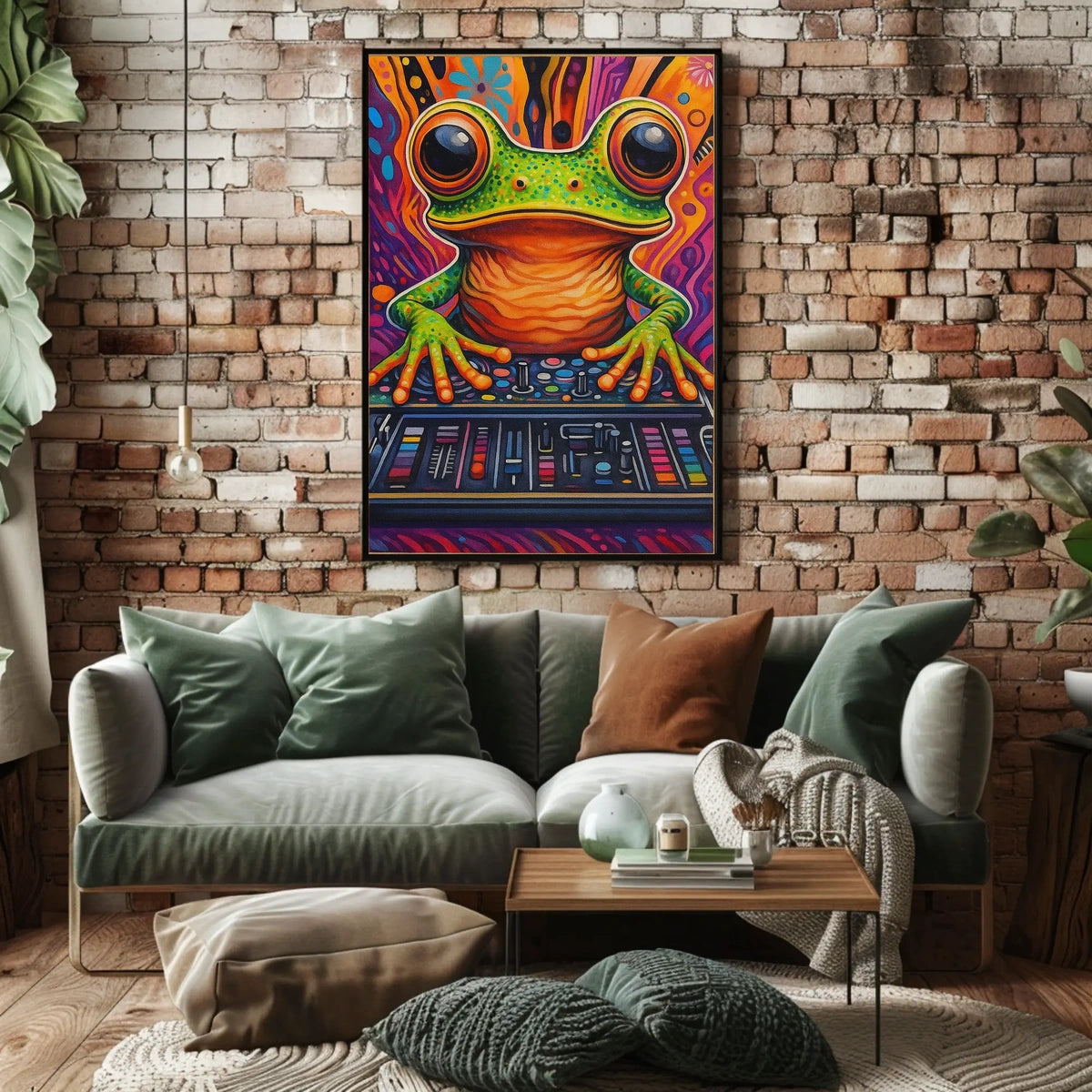 Vibrant DJ Frog Pop Art Print: Abstract, Artistic Poster