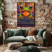 Vibrant DJ Frog Pop Art Print: Abstract, Artistic Poster