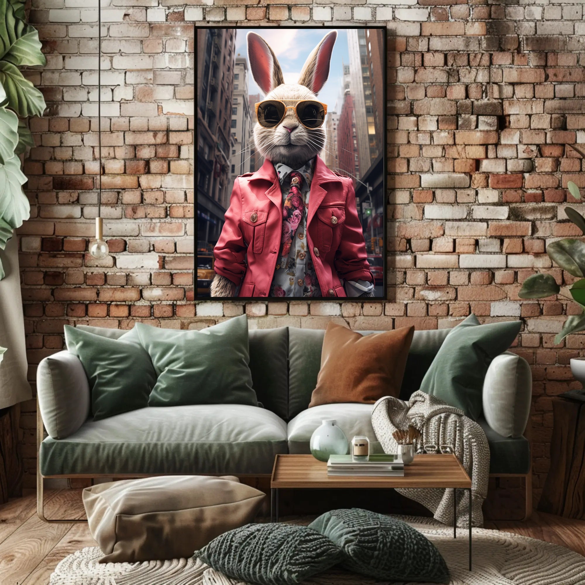 Stylish Rabbit In The City Poster
