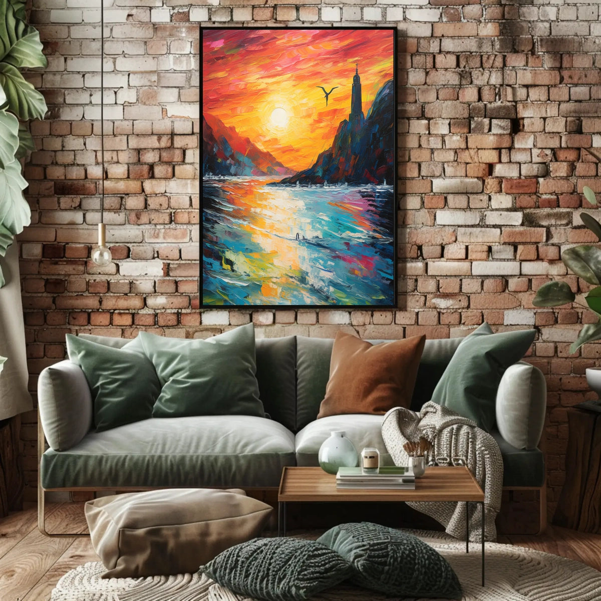 Serene Sunset Seascape: Impressionistic Artistic Poster