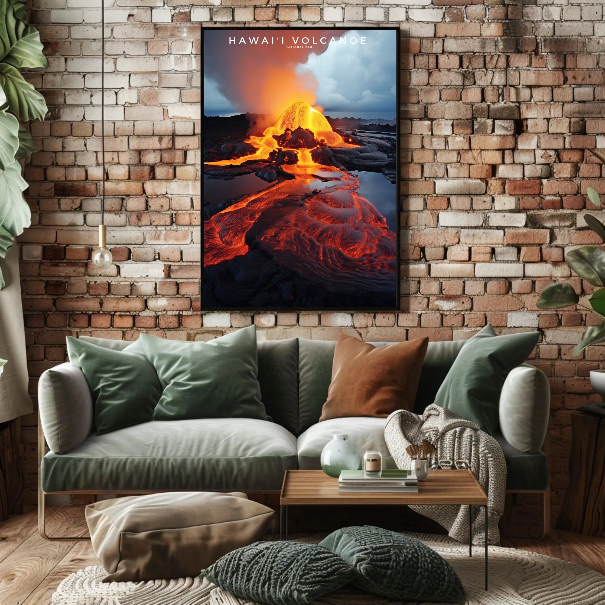 Hawaii Volcano Eruption Poster Travel Wall Art