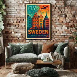 Experience Sweden Vibrant Cityscape Travel Poster PosterGoat