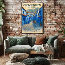 Chefchaouen Dreamscape: The Blue Pearl Poster