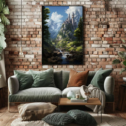 Enchanted Mountain Castle Poster PosterGoat